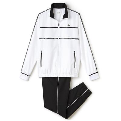 black and white lacoste tracksuit