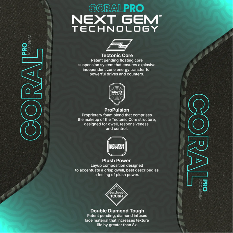 Six Zero Coral Pro Hybrid 16mm Pickleball Paddle - main image