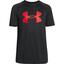 Under Armour Boys Tech Short Sleeve Top - Black/Risk Red - thumbnail image 1