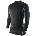 Nike Mens Pro Combat HyperWarm Compression DF Max Mock Top - Black - thumbnail image 1