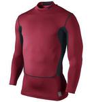 Nike Mens Pro Combat HyperWarm Compression DF Max Mock Top - Red - thumbnail image 1
