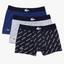 Lacoste Mens Stretch Cotton Trunks (3 Pack) - Navy/Grey Chine - thumbnail image 1