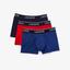 Lacoste Mens Casual Cotton Trunks (3 Pack) - Blue/Black/Red - thumbnail image 1