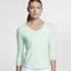 Nike Womens Pure Long-Sleeve 'V' Top - Barely Green/White - thumbnail image 3