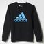 Adidas Boys Essentials Logo Crew Sweatshirt - Black/Solar Blue - thumbnail image 1