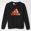 Adidas Boys Essentials Logo Crew Sweatshirt - Black/Solar Red - thumbnail image 1