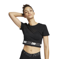 Nike Womens Pro Short Sleeve Crop Top - Black/White
