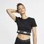 Nike Womens Pro Short Sleeve Crop Top - Black/White - thumbnail image 1