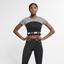 Nike Womens Pro Short Sleeve Crop Top - Gunsmoke/Heather - thumbnail image 1