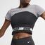 Nike Womens Pro Short Sleeve Crop Top - Gunsmoke/Heather - thumbnail image 3