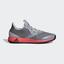 Adidas Mens Adizero Defiant Bounce Tennis Shoes - Light Granite/Shock Red - thumbnail image 1