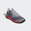 Adidas Mens Adizero Defiant Bounce Tennis Shoes - Light Granite/Shock Red - thumbnail image 4