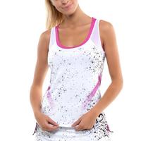 Lucky in Love Womens City Graffiti Tank with Bra - White/Passion Pink