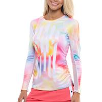 Lucky in Love Womens Techno Star Long Sleeve Top - Punch