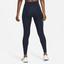 Nike Womens Dri-FIT One Mid-Rise Leggings - Obsidian - thumbnail image 2