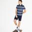 Lacoste Mens Zip Neck Shaded Stripes Tech Pique Polo - Navy Blue/White - thumbnail image 2