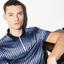 Lacoste Mens Zip Neck Shaded Stripes Tech Pique Polo - Navy Blue/White - thumbnail image 4