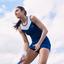 Lacoste Womens Tech Jersey and Mesh Racerback Tennis Dress - Blue/White