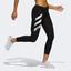 Adidas Womens Own The Run 3-Stripe Leggings - Black - thumbnail image 4