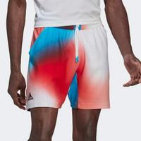 Adidas Mens Melbourne Ergo Printed 7-inch Tennis Shorts - White/Vivid Red