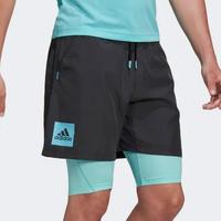 Adidas Mens Paris Two-In-One Shorts - Carbon/Pulsa Aqua