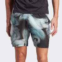 Adidas Mens Printed Pro Tennis Shorts - Black/Semi Flash Aqua