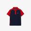 Lacoste Boys Sport Ultra-Dry Pique Tennis Polo - Red/Navy Blue - thumbnail image 1