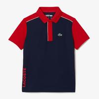 Lacoste Boys Sport Ultra-Dry Piqu Tennis Polo - Red/Navy Blue