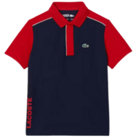 Lacoste Boys Sport Ultra-Dry Piqu Tennis Polo - Red/Navy Blue