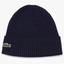 Lacoste Ribbed Wool Beanie - Navy Blue - thumbnail image 1