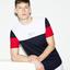 Lacoste Mens Colourblock Tech Pique T-Shirt- White/Navy Blue/Red - thumbnail image 2