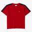 Lacoste Boys Crew Neck Lettered Bands Cotton T-Shirt - Red/Navy - thumbnail image 1
