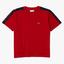 Lacoste Boys Crew Neck Lettered Bands Cotton T-Shirt - Red/Navy - thumbnail image 1