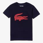 Lacoste Boys Technical Jersey Oversized Croc T-Shirt - Navy Blue