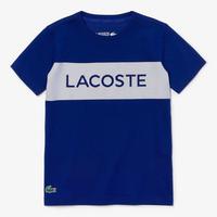Lacoste Boys Lettering Tennis Tee - Blue/White