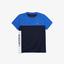 Lacoste Boys Sport Colourblock T-Shirt - Blue/Navy Blue/White - thumbnail image 1