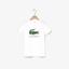Lacoste Boys Crew Neck Crocodile Print T-Shirt - White - thumbnail image 1