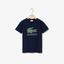 Lacoste Boys Crew Neck Crocodile Print T-Shirt - Navy Blue - thumbnail image 1