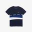 Lacoste Boys Signature Band Colourblock Pique T-Shirt - Navy Blue/White - thumbnail image 1