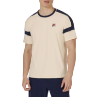 Fila Mens Pro Heritage Pin Stripe Short Sleeved T-Shirt - Ecru/Fila Navy