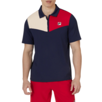 Fila Mens Pro Heritage Short Sleeve Tennis Polo - Navy Blue/Red