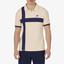 Fila Mens Pro Heritage Pin Stripe Tennis Polo - Ecru/Navy - thumbnail image 1