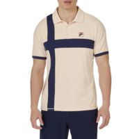 Fila Mens Pro Heritage Pin Stripe Tennis Polo - Ecru/Navy