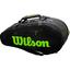 Wilson Super Tour 9 Racket Bag - Black/Green - thumbnail image 2