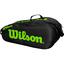 Wilson Team 6 Racket Bag - Black/Blade Green - thumbnail image 1