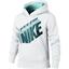 Nike Girls YA76 Brushed Fleece Hoodie - White/Teal Tint - thumbnail image 1