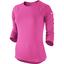 Nike Womens Baseline 3/4 Sleeve Top - Pink Pow/White - thumbnail image 1