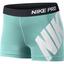 Nike Womens Pro 3" Logo Training Shorts - Light Aqua/Black - thumbnail image 1