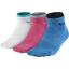 Nike Womens Dri-FIT Lightweight Quarter Socks (3 Pairs) - White/Blue/Pink - thumbnail image 1