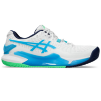 Asics Men GEL-Resolution 9 Clay Tennis Shoes - White/Digital Aqua